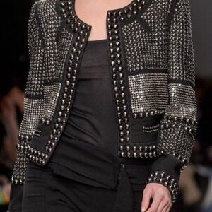 NWT Rebecca Taylor Studded Short Tweed Jacket sz 0